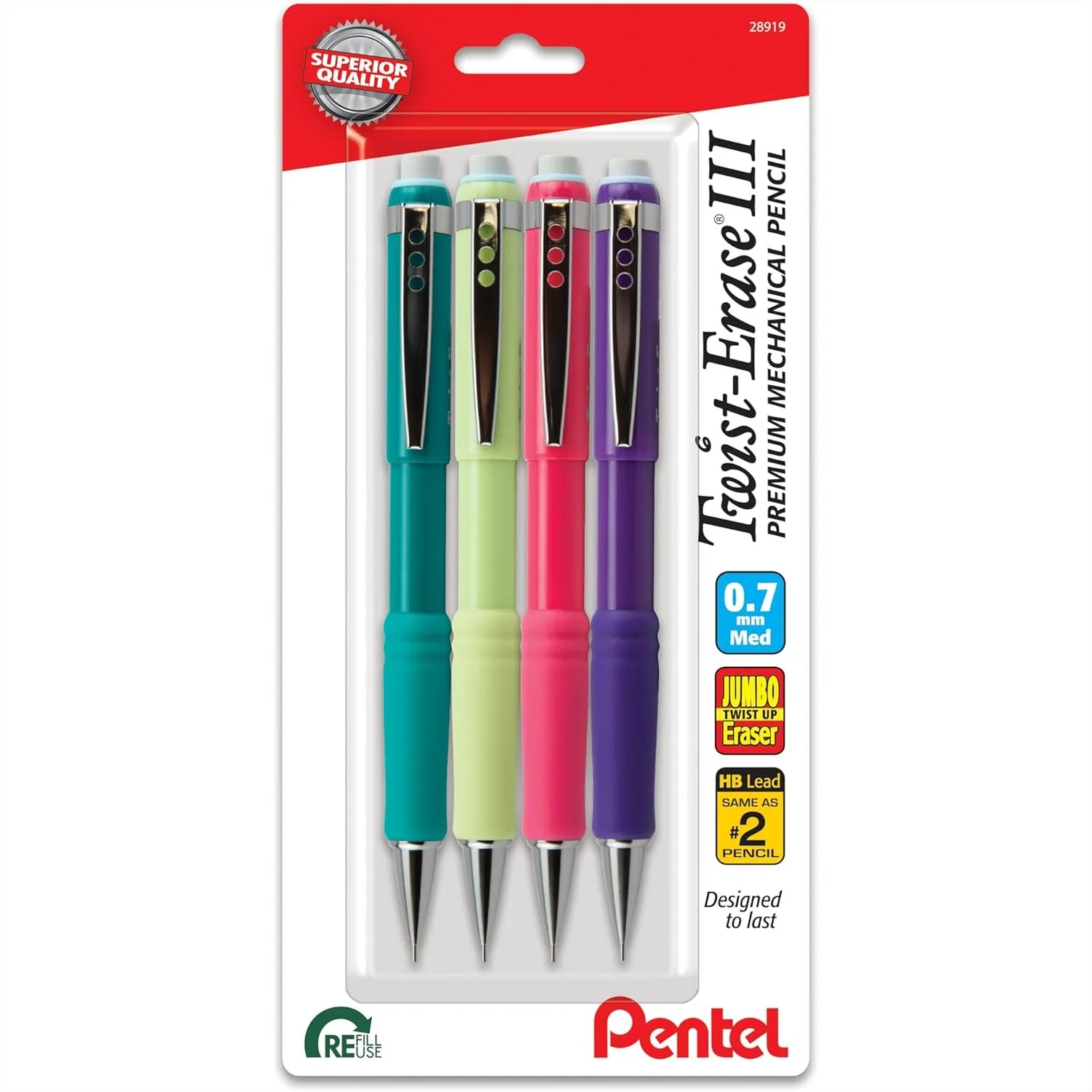 0.7mm Mechanical Pencil with Twist-Up Eraser, Assorted Colors, 4-Pack for Smooth Writing and No Smudges
0.7mm Mechanical Pencil with Twist-Up Eraser, Assorted Colors, 4-Pack for Smooth Writing and No Smudges