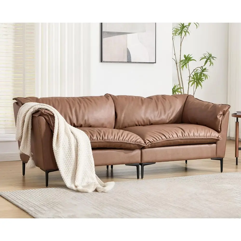 80-дюймовый современный кожаный диван-софа на 2 места для гостиной, компактный диван-облако с мягкими подушками, минималистичный стиль
80-дюймовый современный кожаный диван-софа на 2 места для гостиной, компактный диван-облако с мягкими подушками, минималистичный стиль