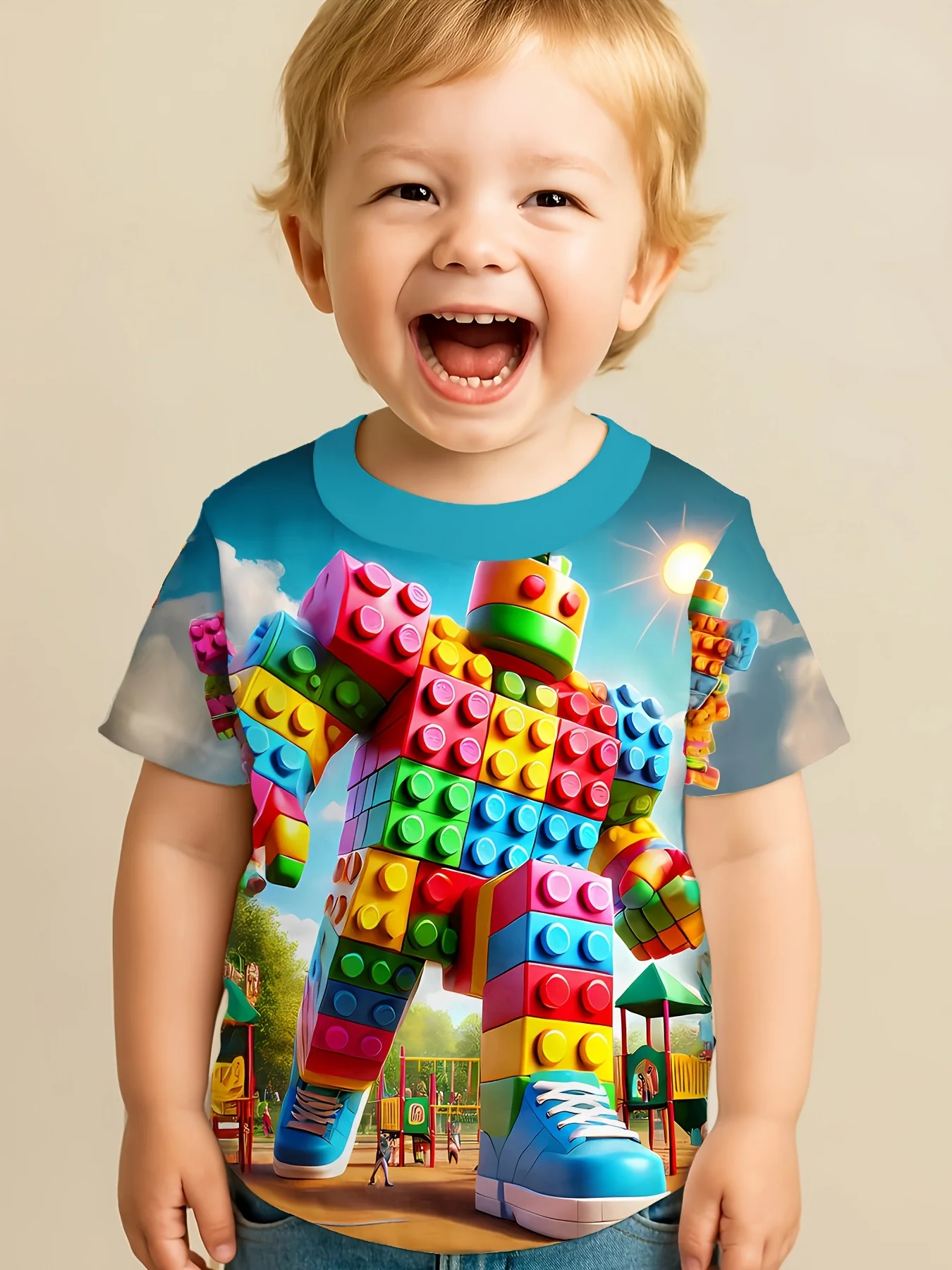 Kids' 3D Building Block Oversized T-Shirt, Vivid Cartoon Design, Breathable Crew Neck, Play/Casual Comfortable Wear Hot Sale
Kids' 3D Building Block Oversized T-Shirt, Vivid Cartoon Design, Breathable Crew Neck, Play/Casual Comfortable Wear Hot Sale