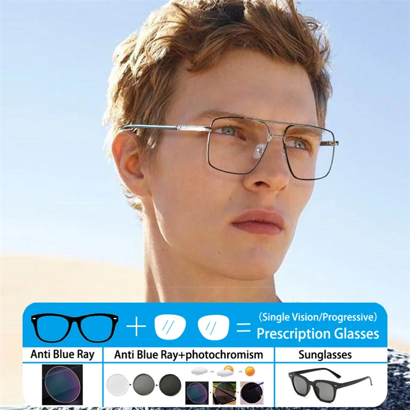 New Alloy double-beam Business Frame Myopia Photochromic Anti Blue Ray Men Sunglasses Presbyopic Hyperopia Prescription Glasses
New Alloy double-beam Business Frame Myopia Photochromic Anti Blue Ray Men Sunglasses Presbyopic Hyperopia Prescription Glasses