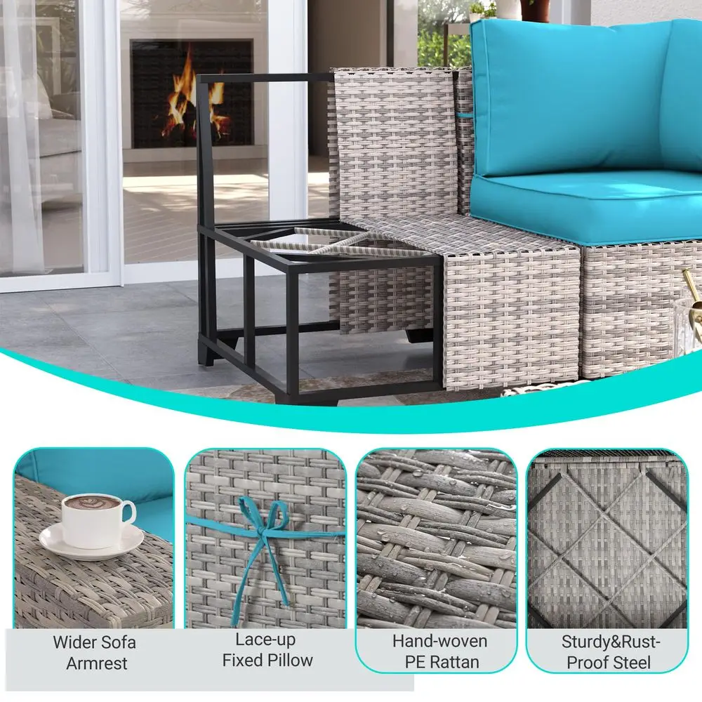 Outdoor Patio Furniture Set with Rocking Swivel Chair Wicker Sectional Sofa Set, Patio Conversation Set with Thickened Cushions
Outdoor Patio Furniture Set with Rocking Swivel Chair Wicker Sectional Sofa Set, Patio Conversation Set with Thickened Cushions