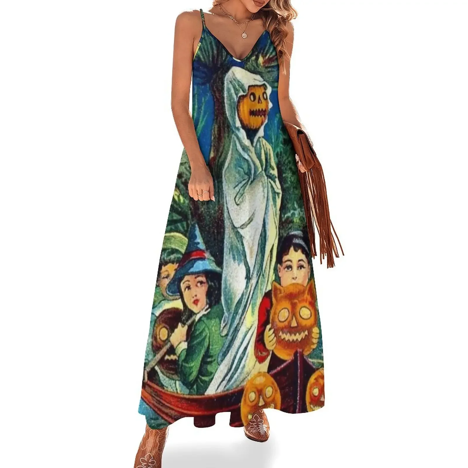 Vintage Halloween Greeting Card with Kids and Jack o Lanterns Sleeveless Dress luxury dresses birthday dresses for women
Vintage Halloween Greeting Card with Kids and Jack o Lanterns Sleeveless Dress luxury dresses birthday dresses for women