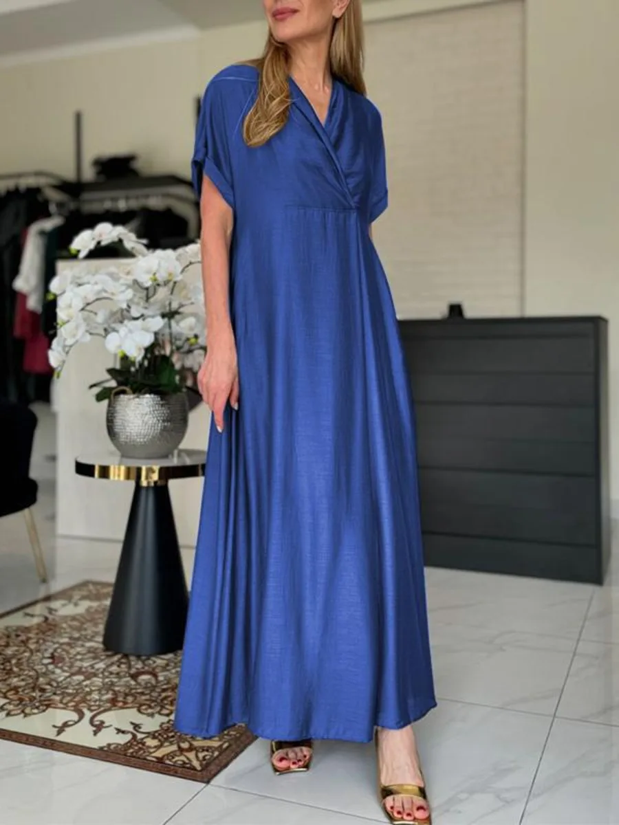 Lady Fashion Waist Solid Party Dress 2025 Pleat V-Neck Office Pullover Dress Spring Summer Casual Women Short Sleeve Long Dress
Lady Fashion Waist Solid Party Dress 2025 Pleat V-Neck Office Pullover Dress Spring Summer Casual Women Short Sleeve Long Dress