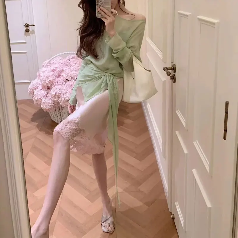 Fashionable Vintage Lace Spliced Midi Skirts Summer High Waist Women's Clothing French Style Solid Color Elegant Bag Hip Skirts
Fashionable Vintage Lace Spliced Midi Skirts Summer High Waist Women's Clothing French Style Solid Color Elegant Bag Hip Skirts