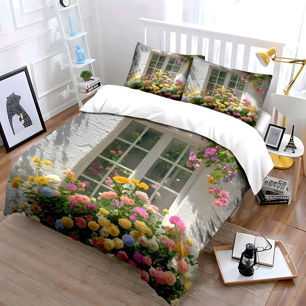 "Floral Serenity Window Three-Piece Set" kid's and adults' bedroom decor, Exquisite three-piece bedding set gift
"Floral Serenity Window Three-Piece Set" kid's and adults' bedroom decor, Exquisite three-piece bedding set gift