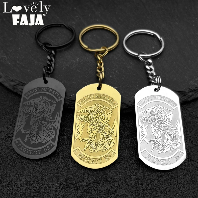 SAINT MICHAEL PROTECT US Archangel Stainless Steel Dog Tag Key Chain for Women Men Gold Color Key Ring Catholic Jewelry
SAINT MICHAEL PROTECT US Archangel Stainless Steel Dog Tag Key Chain for Women Men Gold Color Key Ring Catholic Jewelry