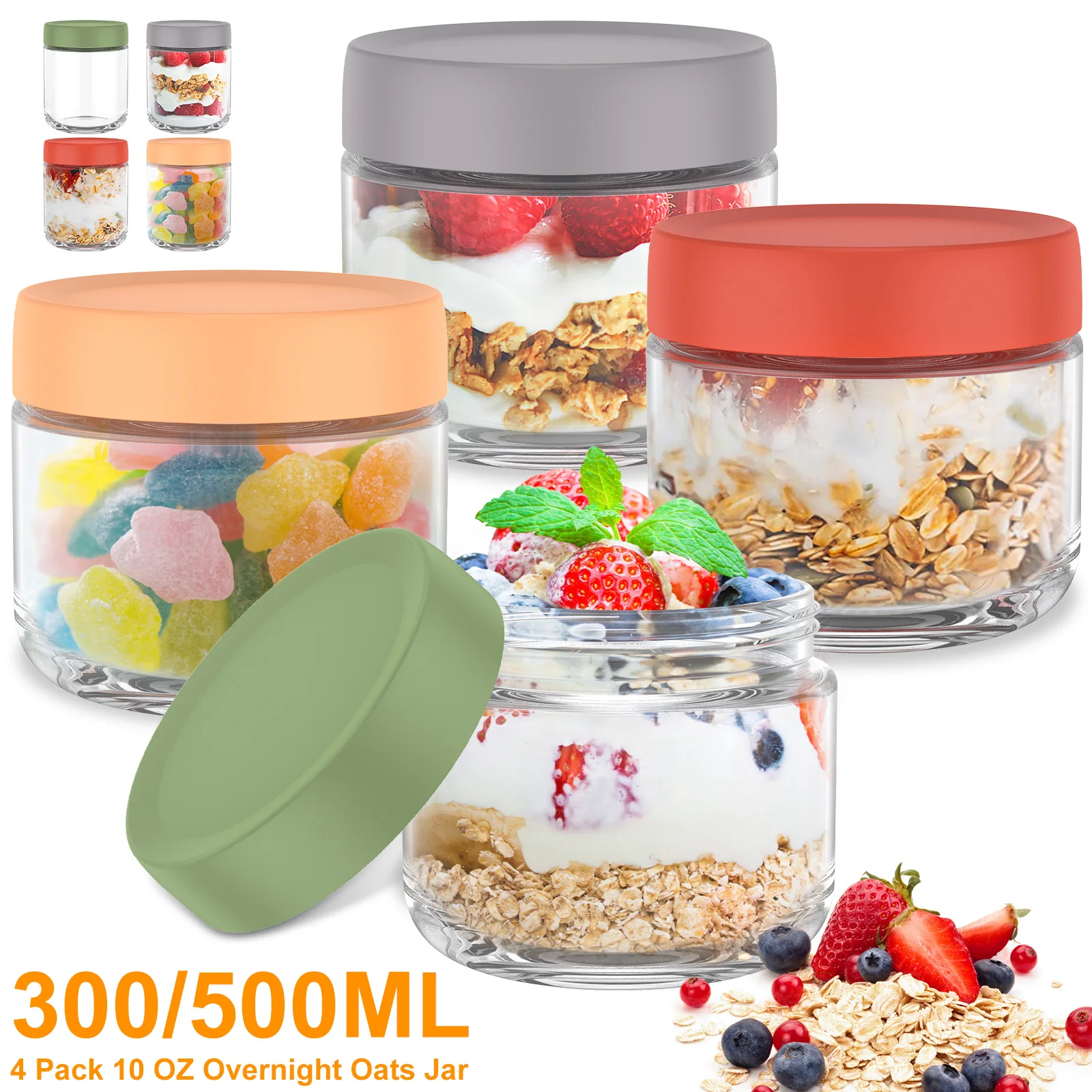 4Pcs Overnight Oats Jar 10oz / 16oz Overnight Oats Container with Sealed Lids Clear Glass Fruit Yogurt Storage Containers
4Pcs Overnight Oats Jar 10oz / 16oz Overnight Oats Container with Sealed Lids Clear Glass Fruit Yogurt Storage Containers