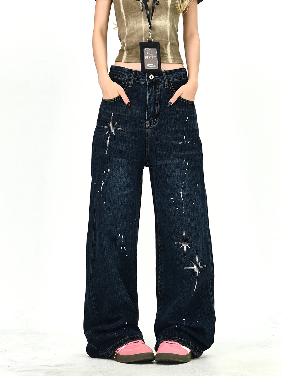 Washed Denim Jeans Women's Spring 2026 Loose BF American High Street Long Pants Ink Splashing Drill Drag Floor Female Style
Washed Denim Jeans Women's Spring 2026 Loose BF American High Street Long Pants Ink Splashing Drill Drag Floor Female Style