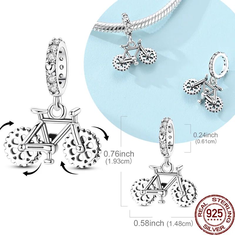 Оригинальный подвес-шарм из стерлингового серебра 925 пробы, вращающийся, в форме велосипеда, подходит для оригинальных браслетов и ожерелий, для женщин, для самостоятельного изготовления украшений, подарок
Оригинальный подвес-шарм из стерлингового серебра 925 пробы, вращающийся, в форме велосипеда, подходит для оригинальных браслетов и ожерелий, для женщин, для самостоятельного изготовления украшений, подарок