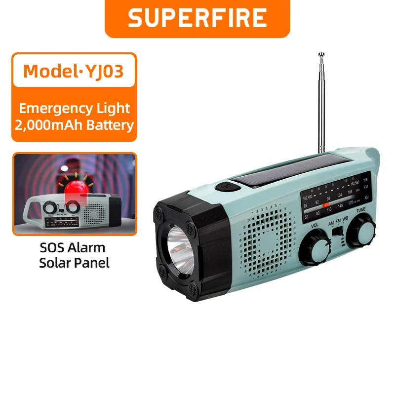 2025 SUPERFIRE YJ03 Multifunctional hand-cranked disaster emergency flashlight with solar charging and battery indicator
2025 SUPERFIRE YJ03 Multifunctional hand-cranked disaster emergency flashlight with solar charging and battery indicator