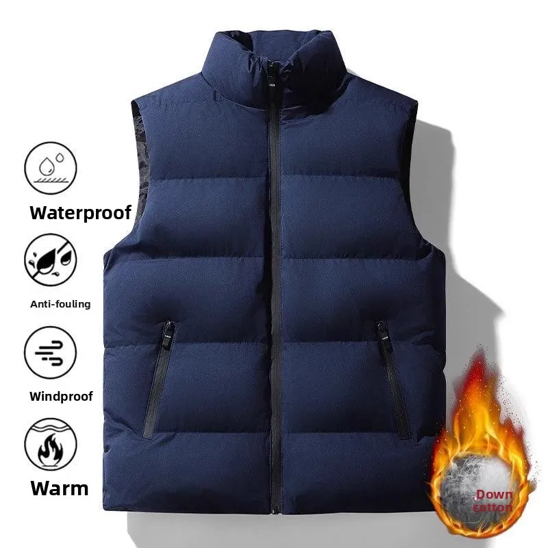 Men's down Cotton Vest Warm Stand Collar Jaet Autumn Winter Outerwear Large Size Vest Coat Youth Faion Thiened Zipper
Men's down Cotton Vest Warm Stand Collar Jaet Autumn Winter Outerwear Large Size Vest Coat Youth Faion Thiened Zipper