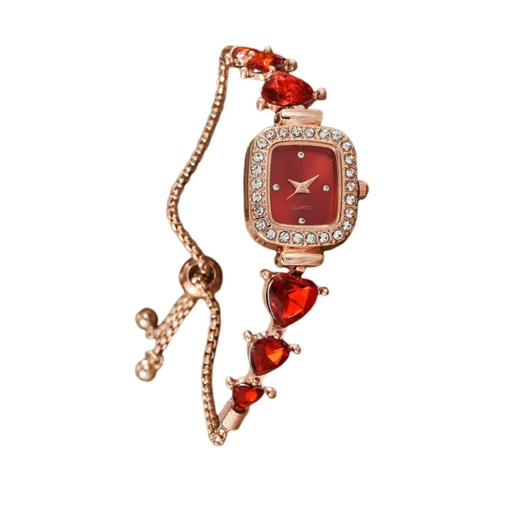 Adjustable Women's Bracelet Watches Precise Heart-shaped Diamond-studded Watches Alloy Versatile Quartz Watch Birthday Gift
Adjustable Women's Bracelet Watches Precise Heart-shaped Diamond-studded Watches Alloy Versatile Quartz Watch Birthday Gift