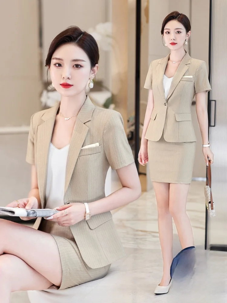 Women's Short Sleeve Suit Set Front Desk Sales Department Professional Formal Workwear Summer Thin Quality Elegant Style
Women's Short Sleeve Suit Set Front Desk Sales Department Professional Formal Workwear Summer Thin Quality Elegant Style