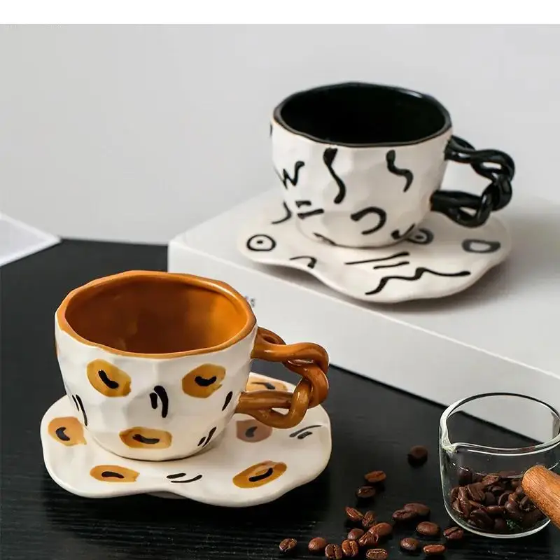 Irregular Texture Ceramic Mug and Plate Set Handle Coffee Family Breakfast Cup Beverage Milk Water Cups
Irregular Texture Ceramic Mug and Plate Set Handle Coffee Family Breakfast Cup Beverage Milk Water Cups