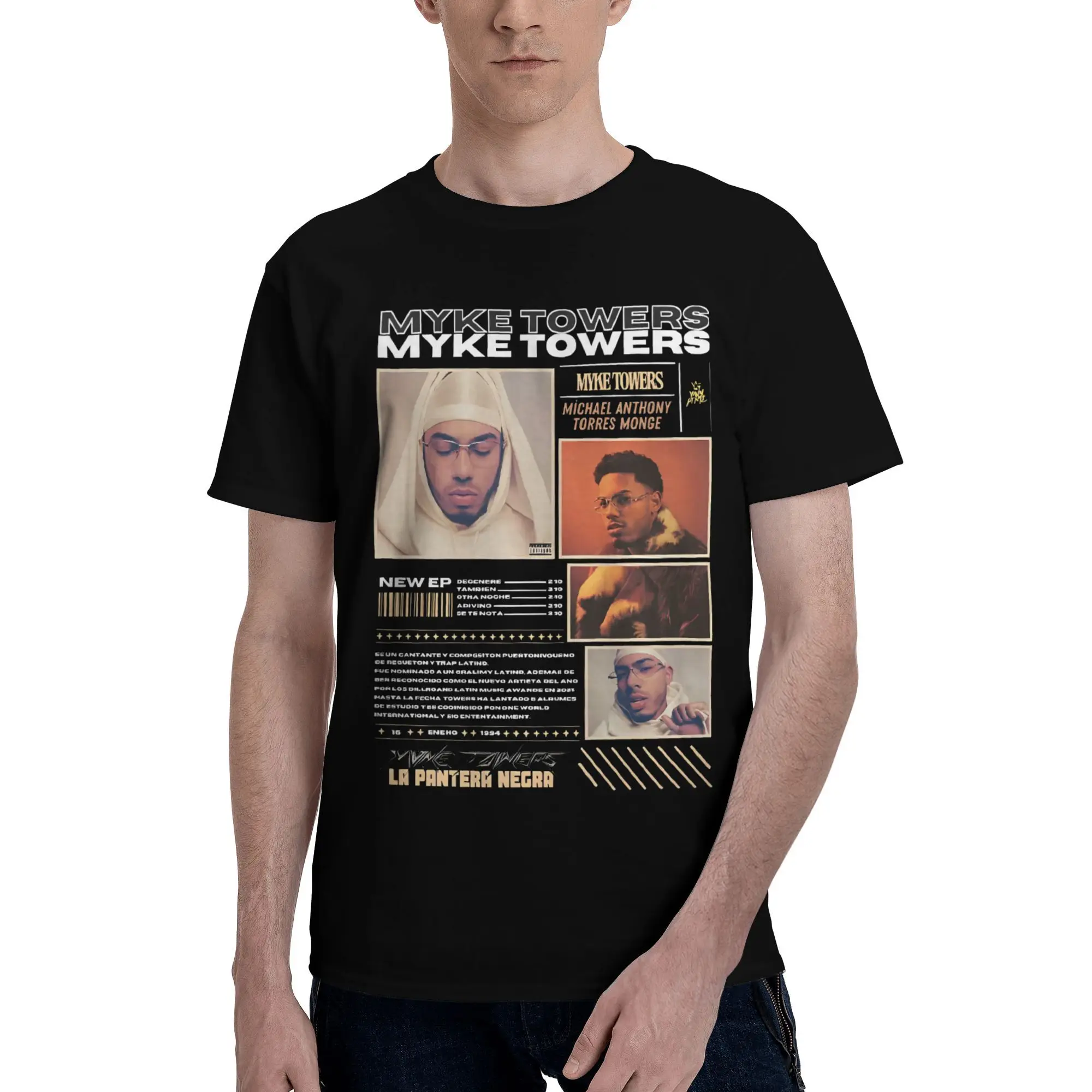 Rapper Myke Towers LA PANTERA NEGRA 2025 Album Print T Shirts for Men Women 100% Cotton Tee Shirt Clothing
Rapper Myke Towers LA PANTERA NEGRA 2025 Album Print T Shirts for Men Women 100% Cotton Tee Shirt Clothing