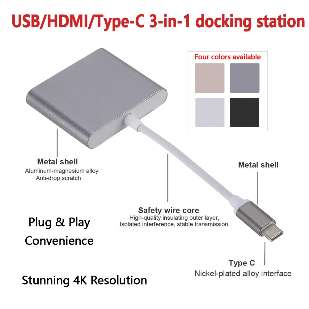 USB-C Hub with 4K HDMI Output, USB 3.0 & PD Charging Port - All-in-One Adapter for Laptops
USB-C Hub with 4K HDMI Output, USB 3.0 & PD Charging Port - All-in-One Adapter for Laptops