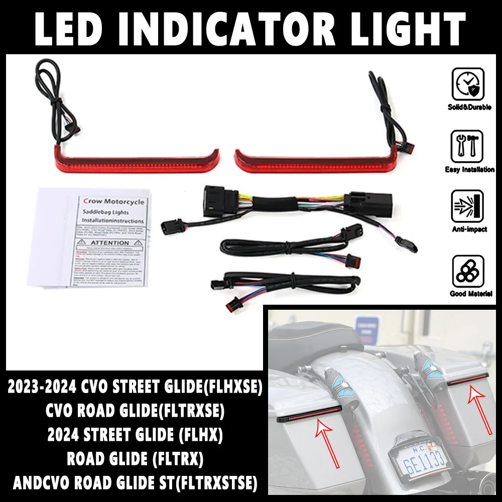For Harley CVO Street Glide Road Glide ST 2023-24 Motorcycle Accessory Tracer Rear Saddlebag LED Indicator Run Turn Brake Lights
For Harley CVO Street Glide Road Glide ST 2023-24 Motorcycle Accessory Tracer Rear Saddlebag LED Indicator Run Turn Brake Lights