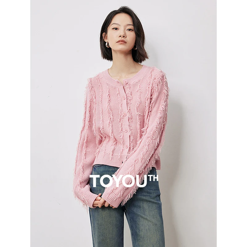 TOYOUTH Women Knitted Sweater 2024 Autumn New Pink Tassel Round Neck Long Sleeve Single Breasted Button Cardigan Tops
TOYOUTH Women Knitted Sweater 2024 Autumn New Pink Tassel Round Neck Long Sleeve Single Breasted Button Cardigan Tops