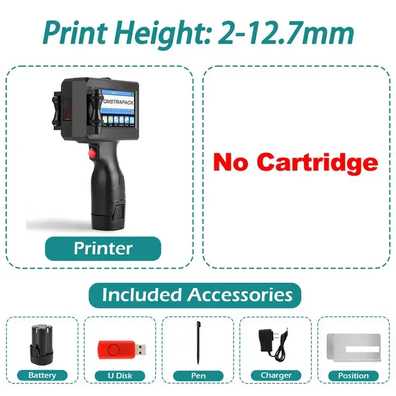 2025 Non-encrypted Handheld Inkjet Printer Gun 12.7mm with Fast-Drying Ink for Text QR Barcode Batch Number Logo Date Label
2025 Non-encrypted Handheld Inkjet Printer Gun 12.7mm with Fast-Drying Ink for Text QR Barcode Batch Number Logo Date Label