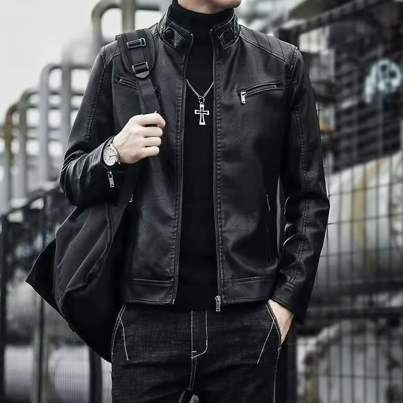 Men's Leather Jackets Spring Autumn New Casual Stand-up Collar Korean-style Trendy Motorcycle Leather Jackets High-end Outerwear
Men's Leather Jackets Spring Autumn New Casual Stand-up Collar Korean-style Trendy Motorcycle Leather Jackets High-end Outerwear