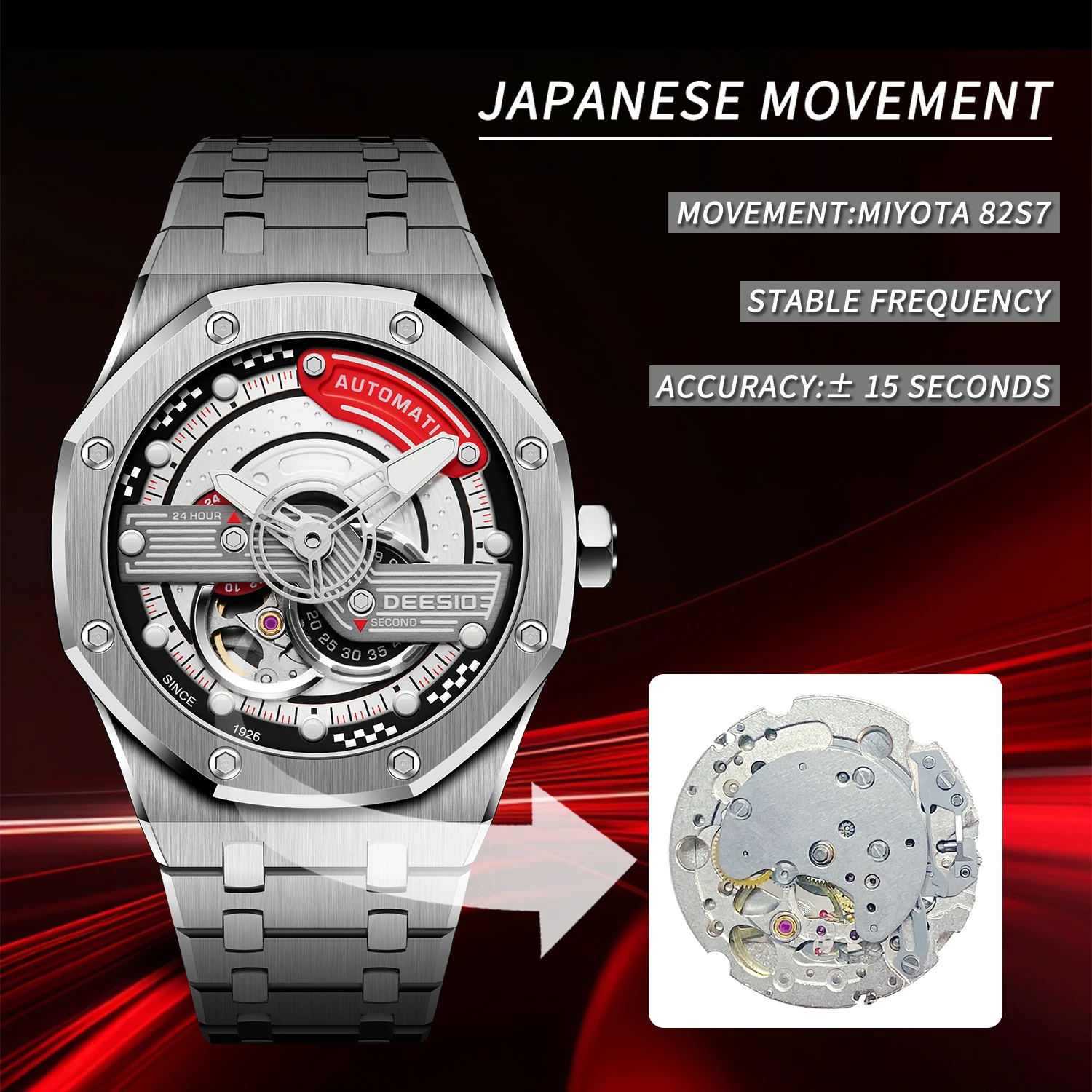 Deesio мужские автоматические механические часы Япония Miyota 82S7 механизм корпус из нержавеющей стали сапфировое стекло светящийся водонепроницаемый подарок
Deesio мужские автоматические механические часы Япония Miyota 82S7 механизм корпус из нержавеющей стали сапфировое стекло светящийся водонепроницаемый подарок