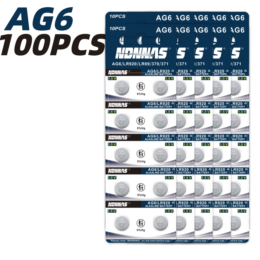 100PC AG6 32mAh LR920 SR920SW 1.5V Alkaline Button Coin Cell Battery Compatible For Watch Key Fob Remote Clock Electronic Device
100PC AG6 32mAh LR920 SR920SW 1.5V Alkaline Button Coin Cell Battery Compatible For Watch Key Fob Remote Clock Electronic Device