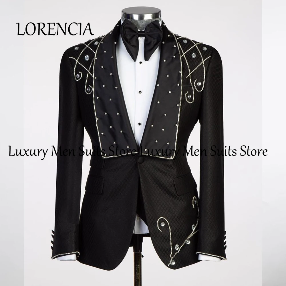 Casual Crystal 2 Pieces Suits for Men Single Breasted Wedding Party Outfits Customized Blazer Pants Tuxedo costumes homme
Casual Crystal 2 Pieces Suits for Men Single Breasted Wedding Party Outfits Customized Blazer Pants Tuxedo costumes homme