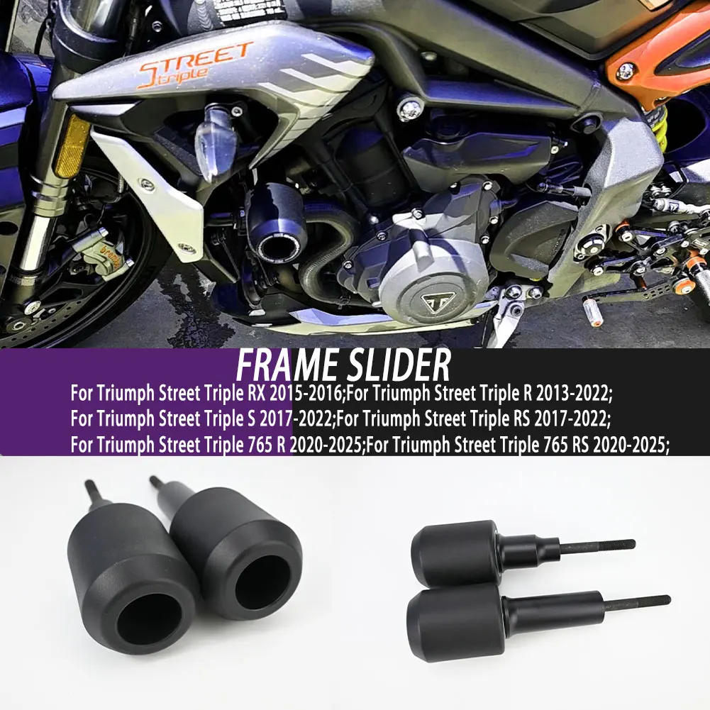Motorcycle Falling Protection Parts Exhaust Slider Crash Protector Crash Pad Frame Slider For Triumph Street Triple RX/R/S/RS