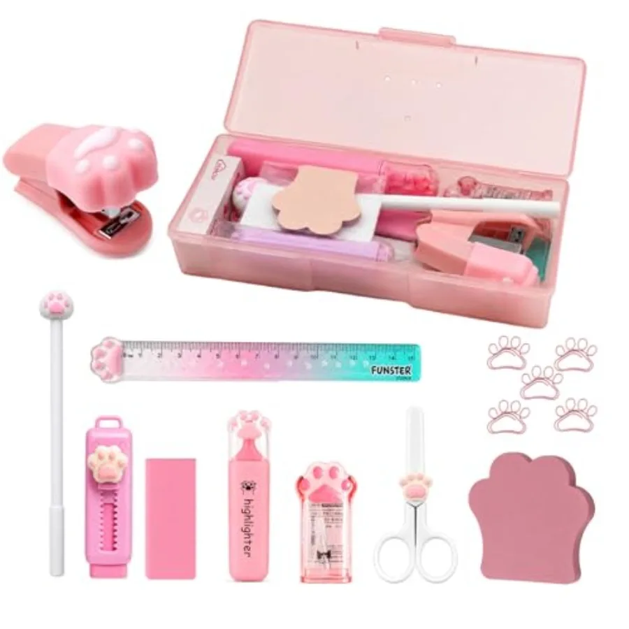 13Pcs College School Supplies Set Includes Desktop Stapler and Staples, Eraser, Ruler, Sticky Notes, Sharpener, Highlighter, Of
13Pcs College School Supplies Set Includes Desktop Stapler and Staples, Eraser, Ruler, Sticky Notes, Sharpener, Highlighter, Of