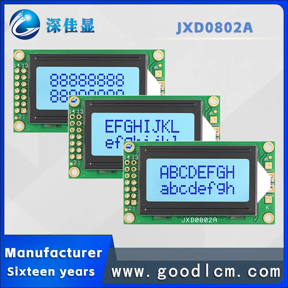 arallel port 0802 small-sized character dot matrix screen JXD0802A STN grey Positive clearness characters LCM module
arallel port 0802 small-sized character dot matrix screen JXD0802A STN grey Positive clearness characters LCM module