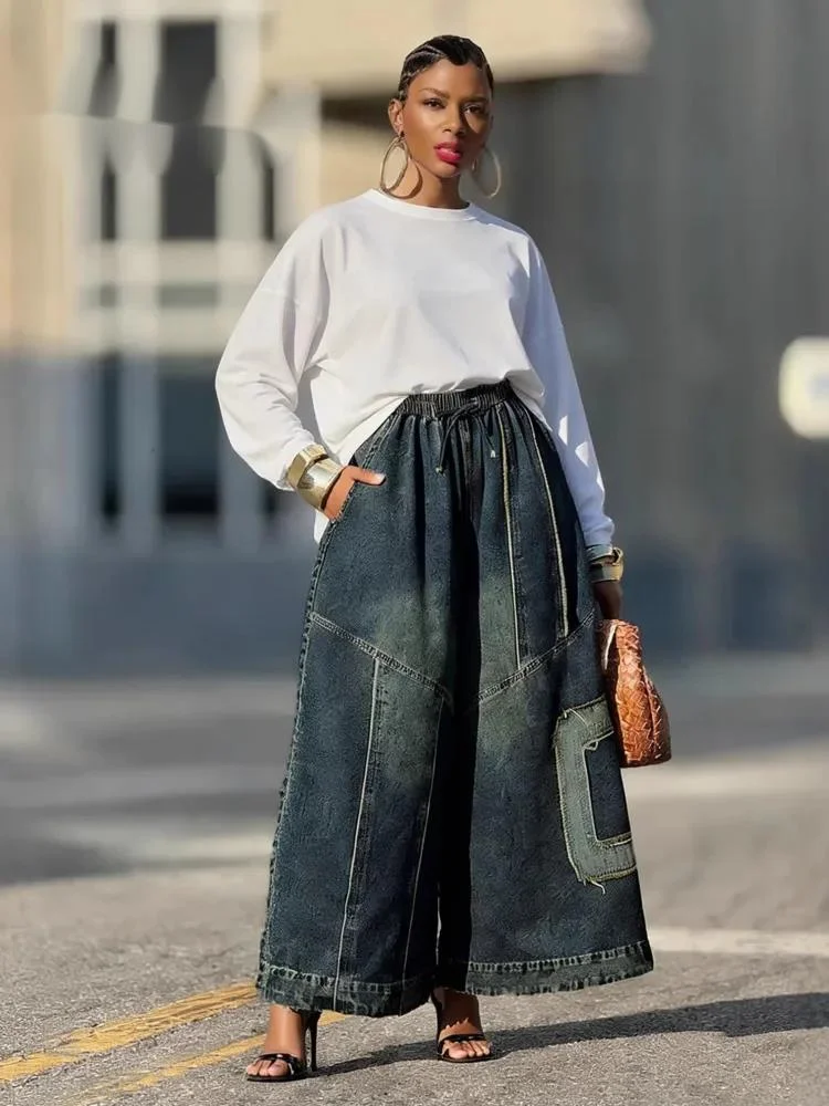European And American Style Loose Fitting Patchwork Fabric Used Wide Leg Jeans For Women 2026 Spring DH9L
European And American Style Loose Fitting Patchwork Fabric Used Wide Leg Jeans For Women 2026 Spring DH9L