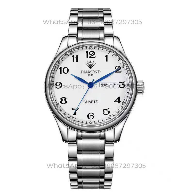Shanghai Diamond Brand Watch Quartz Watch Men's Waterproof Double Calendar Large Digital Middle-aged and Elderly Mom Dad Watch
Shanghai Diamond Brand Watch Quartz Watch Men's Waterproof Double Calendar Large Digital Middle-aged and Elderly Mom Dad Watch