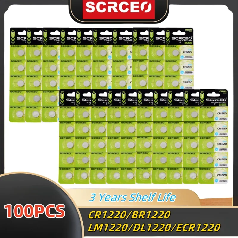 100PCS CR1220 3V Lithium Button Battery BR1220 LM1220 DL1220 L04 5012LC Coin Cell Watch CR 1220 Batteries for Toys Remote
100PCS CR1220 3V Lithium Button Battery BR1220 LM1220 DL1220 L04 5012LC Coin Cell Watch CR 1220 Batteries for Toys Remote