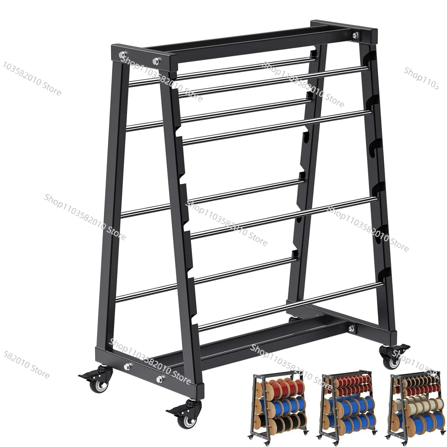 Heavy Duty 8-Rod Spool Rack Cable Box Distributor Display Rack Adjustable Spool Rack