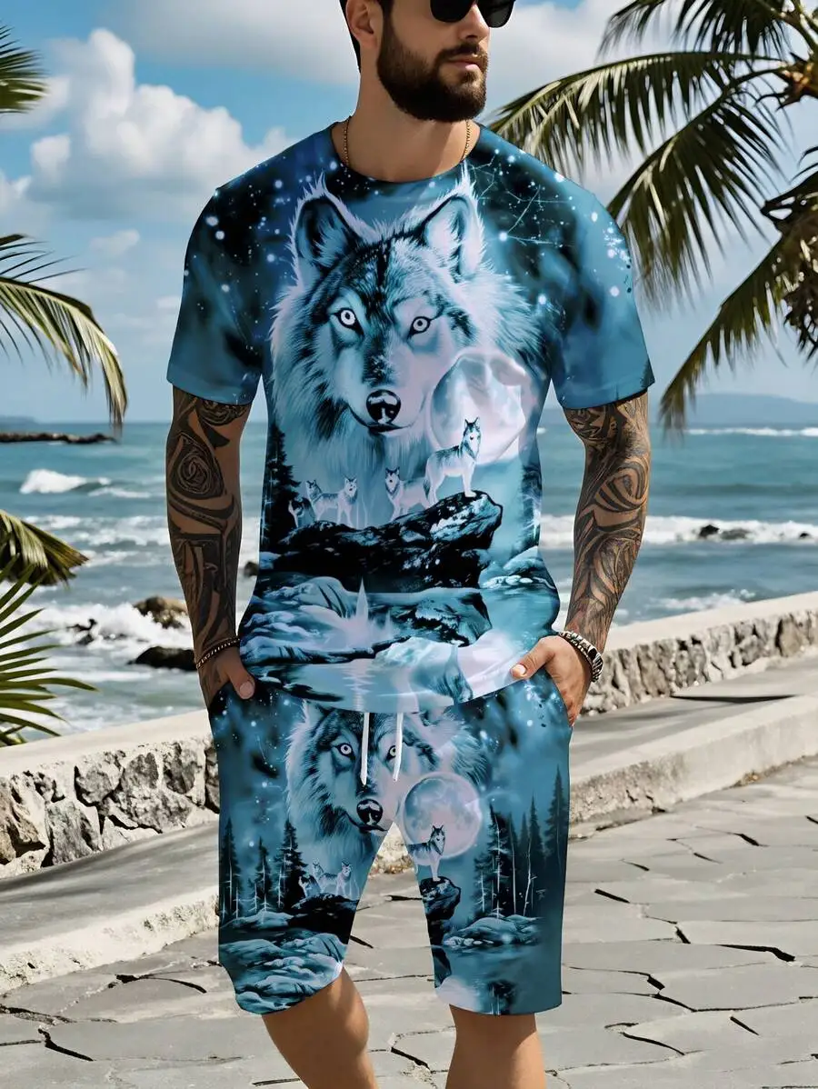 Mens 3D Printed Wolf Moon Forest Short Sleeve T-Shirt And Shorts Set Casual Beach Summer Outfit
Mens 3D Printed Wolf Moon Forest Short Sleeve T-Shirt And Shorts Set Casual Beach Summer Outfit