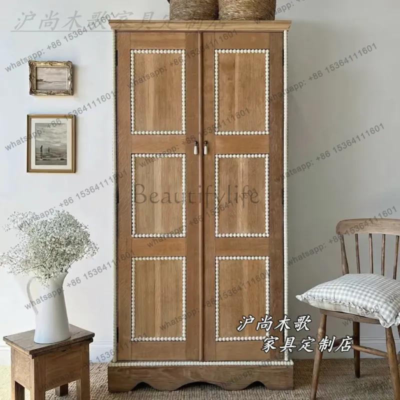French retro solid wood wardrobe against the wall medieval wabi-sabi wardrobe locker
French retro solid wood wardrobe against the wall medieval wabi-sabi wardrobe locker
