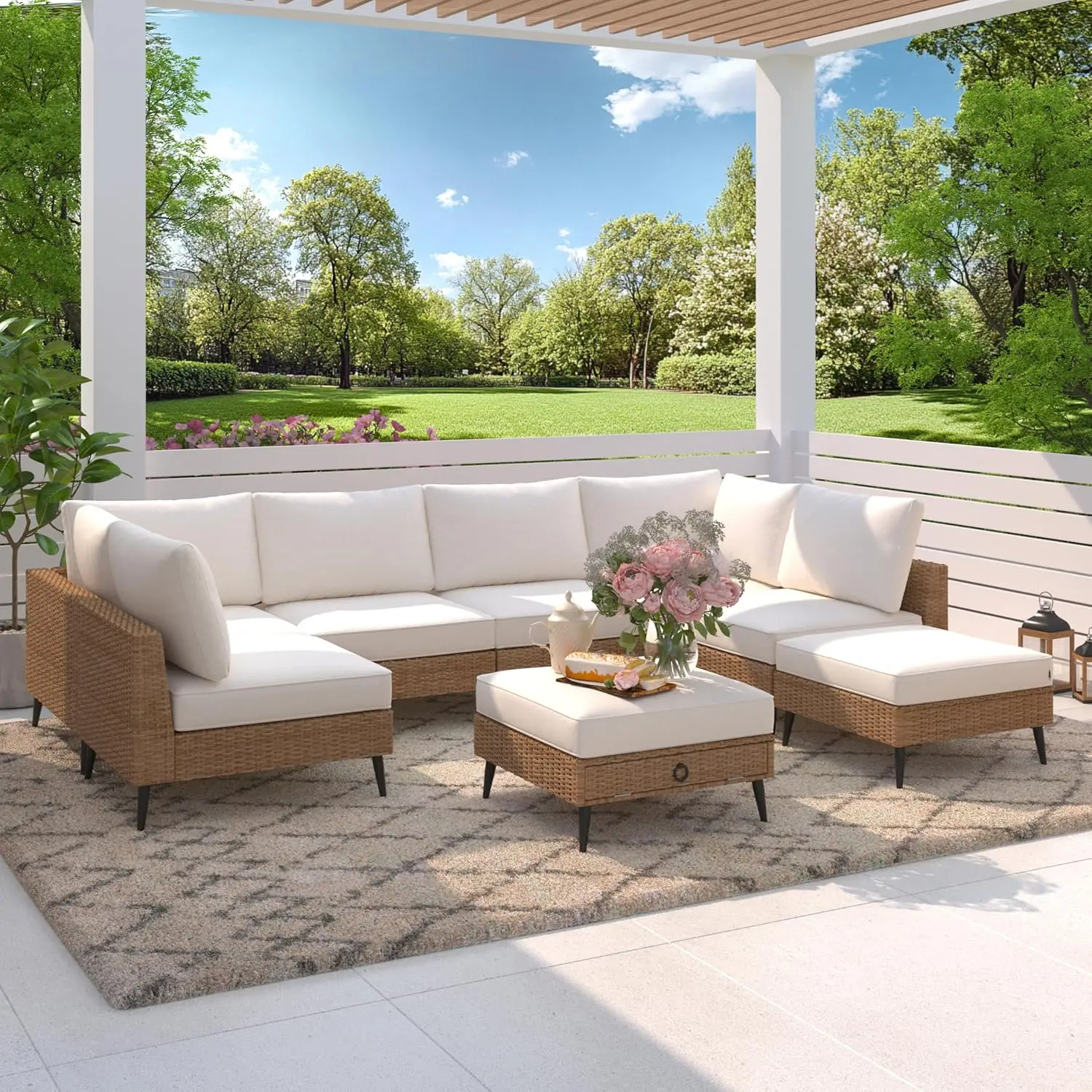 8 Pieces Outdoor Patio Furniture Set, Wicker Sectional Sofa Set for All-Weather, Rattan Conversation Sets with Cushions, Custom
8 Pieces Outdoor Patio Furniture Set, Wicker Sectional Sofa Set for All-Weather, Rattan Conversation Sets with Cushions, Custom