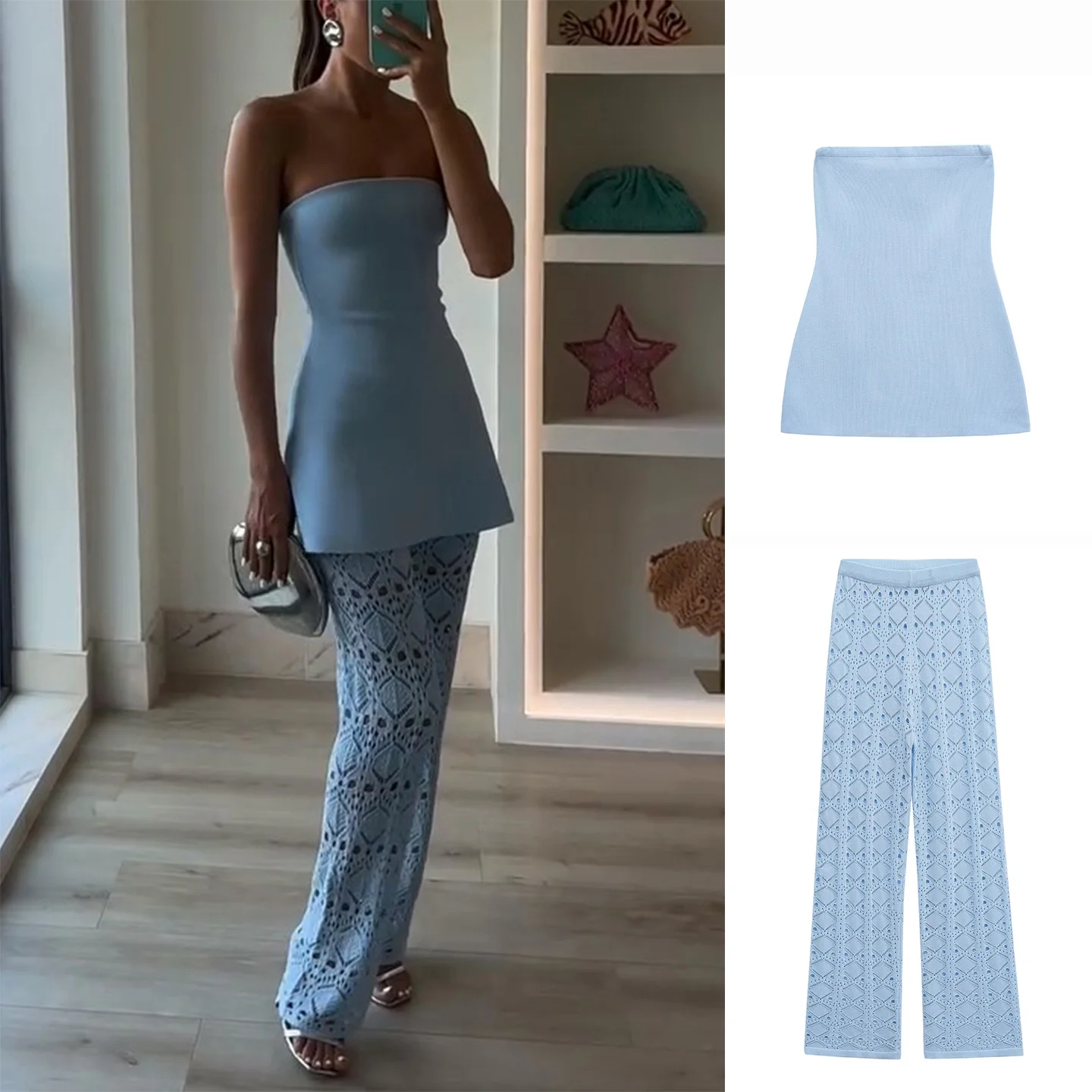 Сексуальный вязаный облегающий женский топ и длинные брюки с высокой талией, комплект из двух предметов, круглый осенний наряд Ne ort Sve
Сексуальный вязаный облегающий женский топ и длинные брюки с высокой талией, комплект из двух предметов, круглый осенний наряд Ne ort Sve