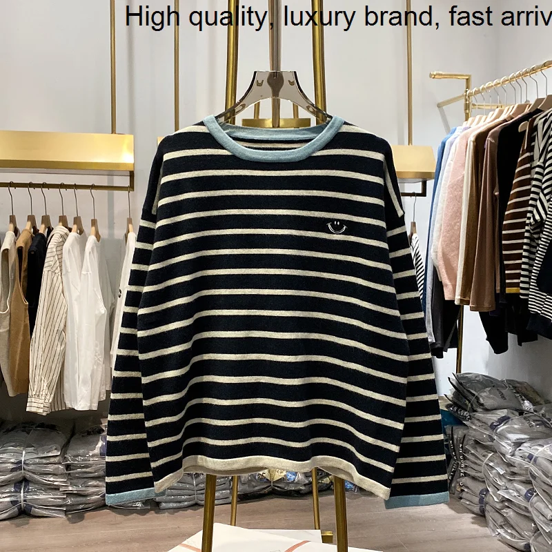 Blocking 【Live Shot】color Embroidery Striped Long Sleeve Knitting Top O-neck Basic Sweater Casual Pullovers Cotton T-shirt
Blocking 【Live Shot】color Embroidery Striped Long Sleeve Knitting Top O-neck Basic Sweater Casual Pullovers Cotton T-shirt