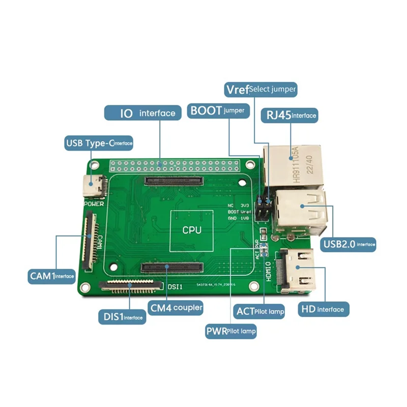 CM4 IO Expansion Baseboard USB 2.0 -Compatible Network Port Monitor Camera Interface Motherboard As Shown For Raspberry Pi
CM4 IO Expansion Baseboard USB 2.0 -Compatible Network Port Monitor Camera Interface Motherboard As Shown For Raspberry Pi