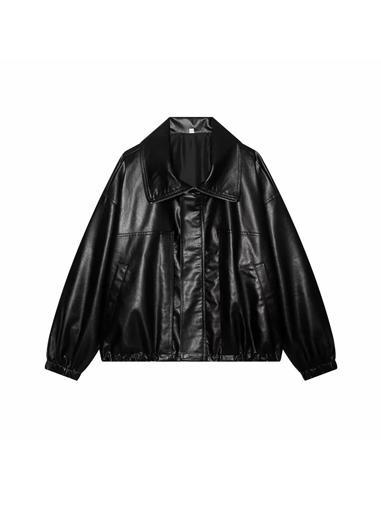 Fanan Women Elegant Zipper PU Leather Jacket Women Long Sleeve Lapel Loose Pockets All-match Jacket Street Lady Coat
Fanan Women Elegant Zipper PU Leather Jacket Women Long Sleeve Lapel Loose Pockets All-match Jacket Street Lady Coat