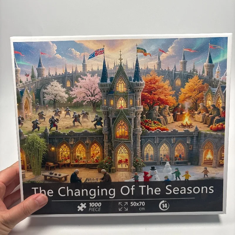 1 box of 1000 pieces white card adult puzzle, dog in four seasons 70x50cm 27.6x19.7 inches, Reincarnation Home Decoration Gift
1 box of 1000 pieces white card adult puzzle, dog in four seasons 70x50cm 27.6x19.7 inches, Reincarnation Home Decoration Gift
