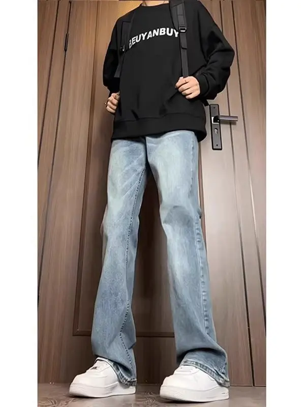 Мужские джинсы-клеш с высокой талией для похудения, летние, новинка, в стиле американского стритстайла, прямые, трендовые, брендовые, с эффектом выцветания...
Мужские джинсы-клеш с высокой талией для похудения, летние, новинка, в стиле американского стритстайла, прямые, трендовые, брендовые, с эффектом выцветания...