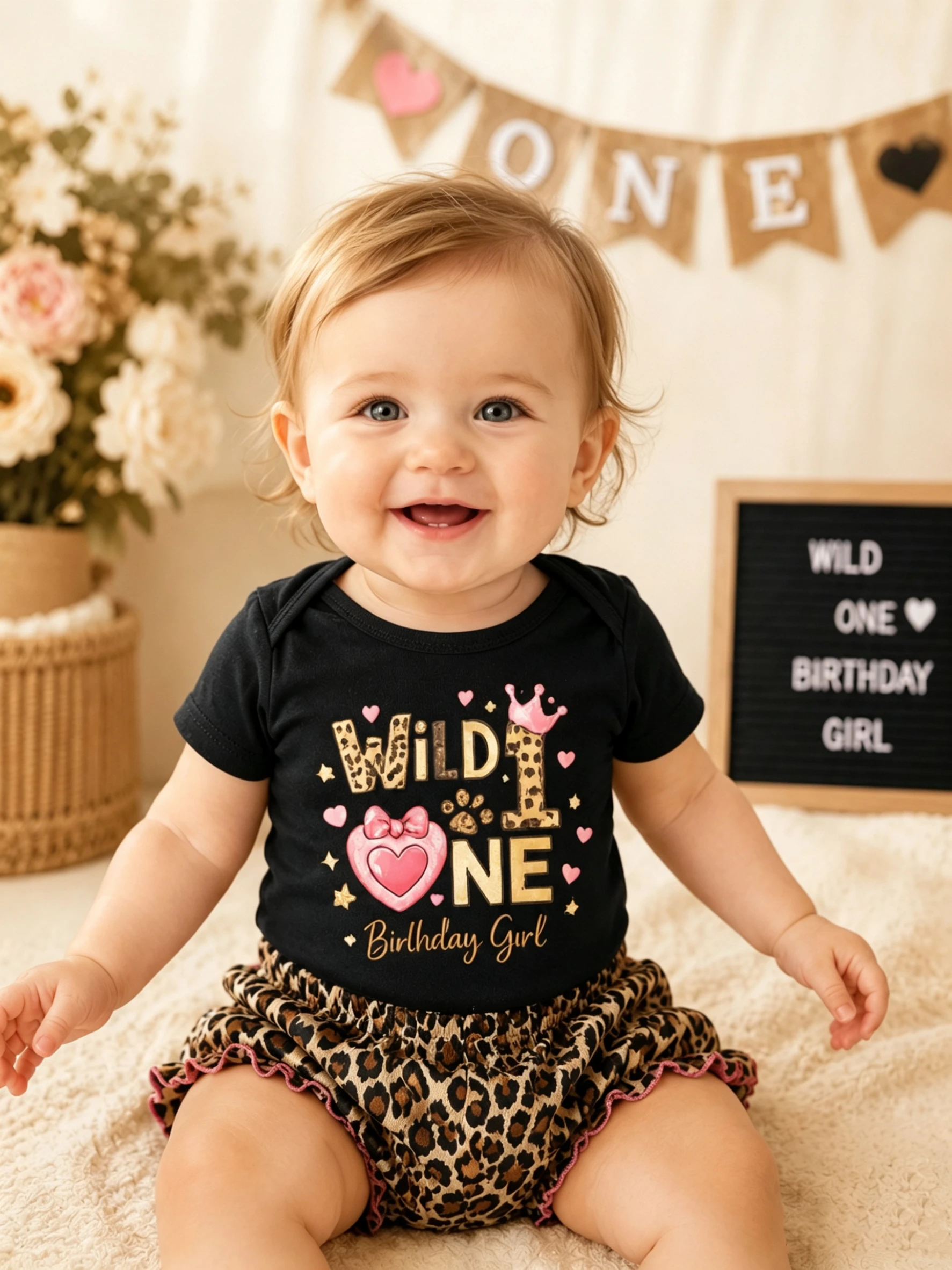 Wild One Birthday Girl Outfit | Leopard Print Baby Romper + Bloomers, 1st Birthday Cake Smash Photoshoot Outfit, Cheetah Print W
Wild One Birthday Girl Outfit | Leopard Print Baby Romper + Bloomers, 1st Birthday Cake Smash Photoshoot Outfit, Cheetah Print W