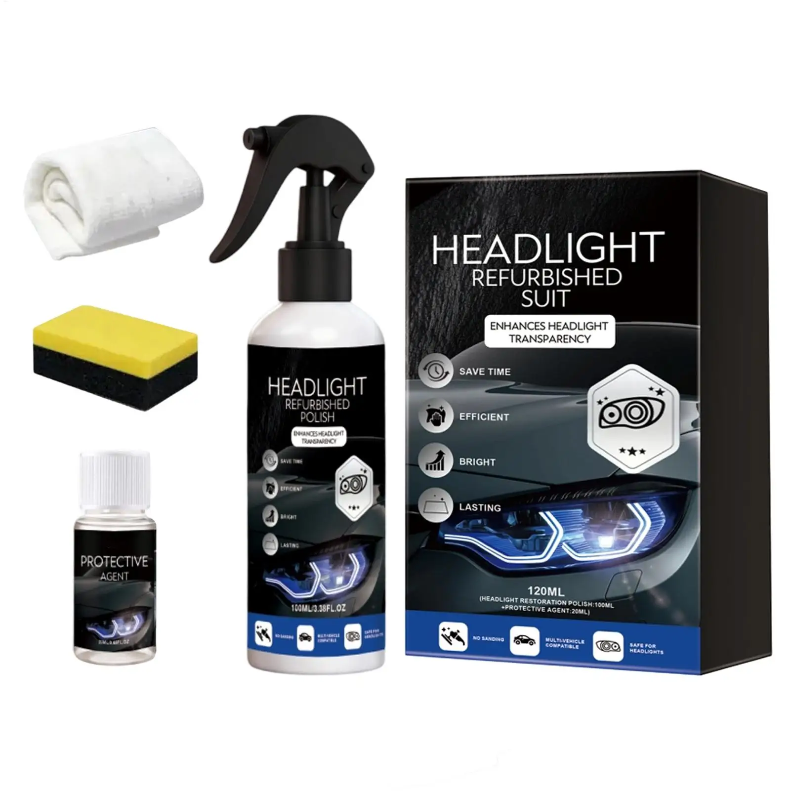 Car Headlights Restoration Kit Restores Clarity-Car Headlight Lens Polisher&Cleaning Solution Car Headlight Repair Liquid Repair
Car Headlights Restoration Kit Restores Clarity-Car Headlight Lens Polisher&Cleaning Solution Car Headlight Repair Liquid Repair