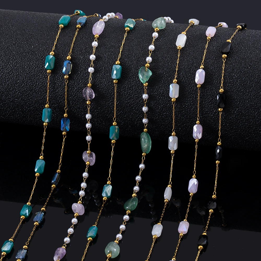 1Meter/2Meters Stainless Steel Crystal Natural Stone Beads Chains for Necklace Bracelet Jewelry Making DIY High Quality No Fade
1Meter/2Meters Stainless Steel Crystal Natural Stone Beads Chains for Necklace Bracelet Jewelry Making DIY High Quality No Fade