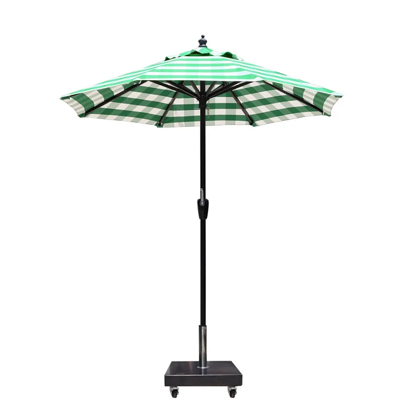 Outdoor parasol Round courtyard Garden Green and white striped plaid Hand crank Black marble base Sun umbrella
Outdoor parasol Round courtyard Garden Green and white striped plaid Hand crank Black marble base Sun umbrella