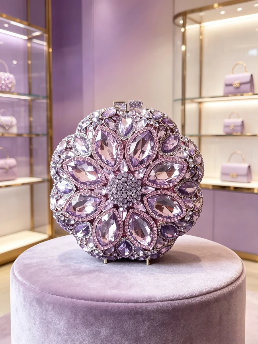 Light Purple Gradient Multi-Layer Flower Round Rhinestone Clutch Luxury Evening Bag For Middle Aged Women Wedding Formal Purse
Light Purple Gradient Multi-Layer Flower Round Rhinestone Clutch Luxury Evening Bag For Middle Aged Women Wedding Formal Purse