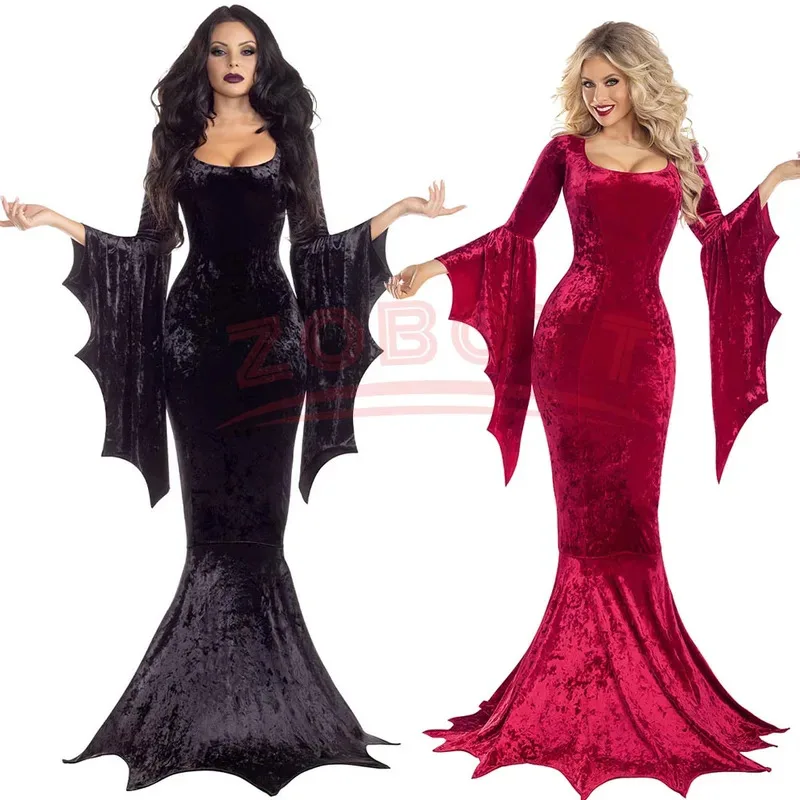 Vampire Gothic Witch Ghost Bride Vampire cosplay Costume Trumpet Sleeves Evil Witch Dress Adams Family Fishtail Dress Halloween
Vampire Gothic Witch Ghost Bride Vampire cosplay Costume Trumpet Sleeves Evil Witch Dress Adams Family Fishtail Dress Halloween