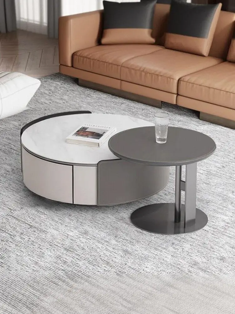 Italian minimalist rock slab round coffee table light luxury high-end saddle leather high-end modern simple living room home
Italian minimalist rock slab round coffee table light luxury high-end saddle leather high-end modern simple living room home